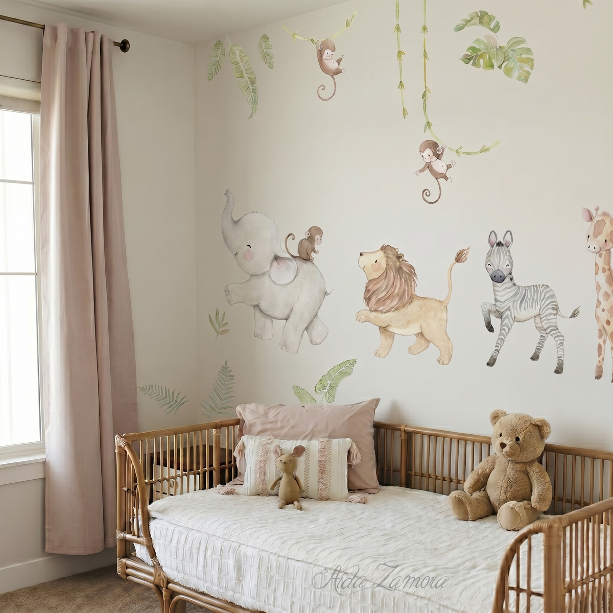 Individual watercolor giraffe element from the safari animals fabric wall decal collection by Aida Zamora.
